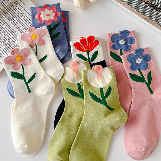 1 Pair Aesthetic Korean Ins Tulip Ankle Socks